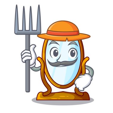 Çiftçi karakter büyük ayna güzel çerçeve içinde