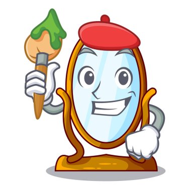 Sanatçı karakteri büyük ayna güzel çerçeve içinde