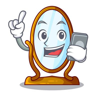 Telefon karakter büyük ayna ile güzel çerçeve içinde