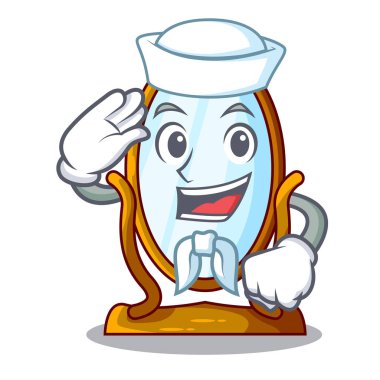 Denizci karakter büyük ayna güzel çerçeve içinde