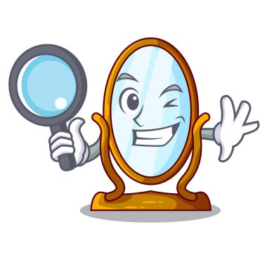 Ahşap çerçeve aynada Dedektif büyük karikatür