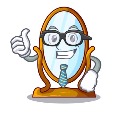 İşadamı büyük karikatür aynada ahşap çerçeve