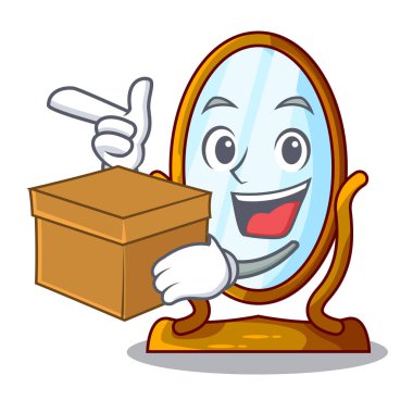 Kutusu büyük karikatür aynada ahşap çerçeve ile