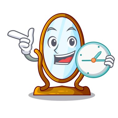 Saat büyük karikatür aynada ahşap çerçeve ile