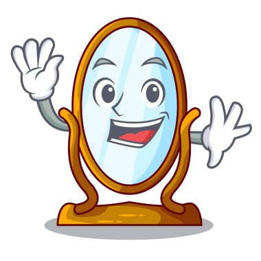 Büyük çizgi film ayna ahşap çerçeve içinde sallayarak