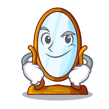 Ahşap çerçeve Smirking büyük karikatür aynada