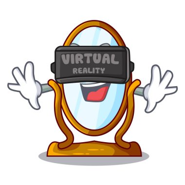 Sanal gerçeklik karikatür büyük antika ayna çerçevesi