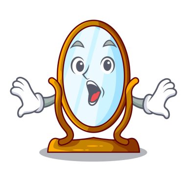 Sürpriz karikatür büyük antika ayna çerçeve vektör çizim