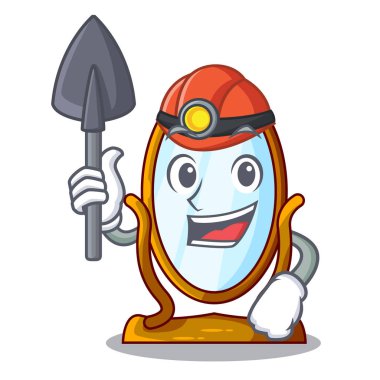 Madenci karikatür büyük antika ayna çerçevesi