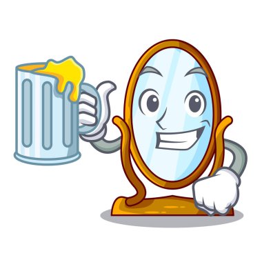 Suyu karikatür büyük antika ayna ile çerçeve içinde