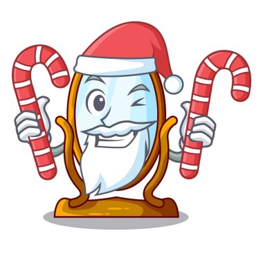Santa maskotu izole şeker büyük pansuman ayna ile