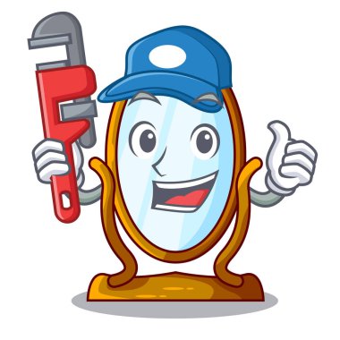 Maskot izole tesisatçı büyük pansuman ayna