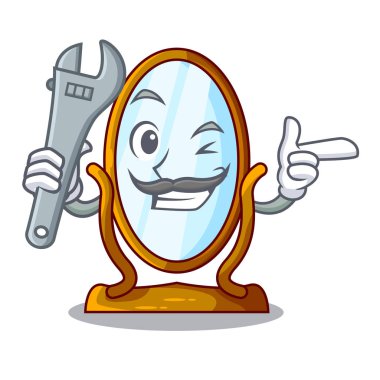 Maskot izole mekanik büyük pansuman ayna