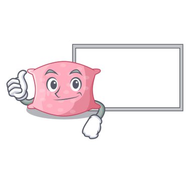 Başparmak yukarıya ile Yönetim Kurulu karakter sevimli yastık yatak