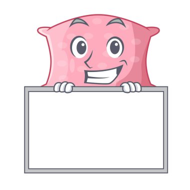 Yönetim Kurulu karakter sevimli yastık yatak ile sırıtarak