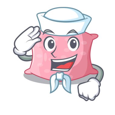 Denizci karakter sevimli yastık yatak vektör çizim üzerinde