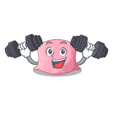 Fitness karakter yatak vektör çizim üzerinde şirin yastıklar