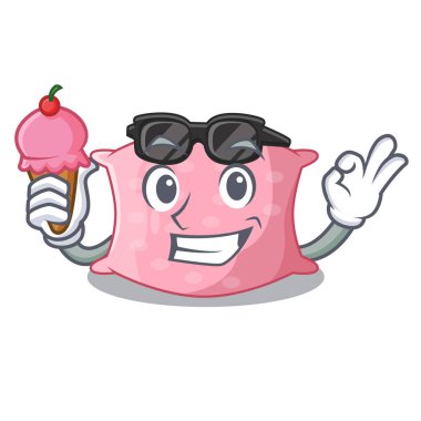 Dondurma çizgi film sevimli yastık ile dekore edilmiş kanepe