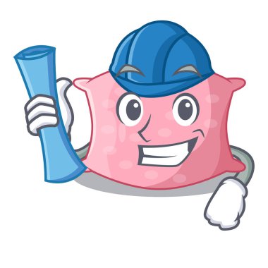 Mimar çizgi film sevimli yastık kanepe dekore edilmiştir.