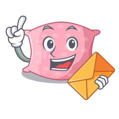 Zarf çizgi film sevimli yastık ile dekore edilmiş kanepe