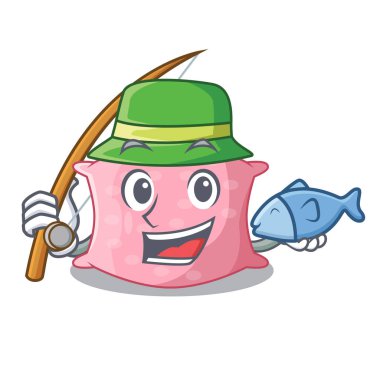 Balık tutma çizgi film sevimli yastık yatak yanında