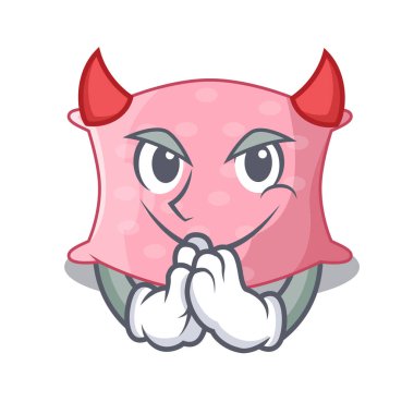 Şeytan çizgi film sevimli yastık yatak yanında