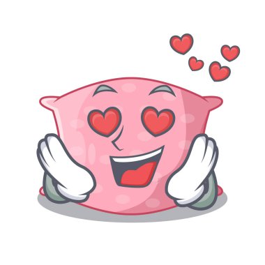 Aşık sevimli yastık sonraki yatağa çizgi film