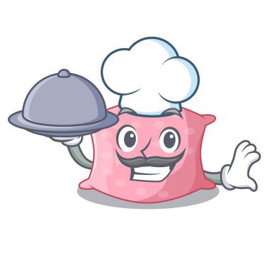 Şef ile gıda çizgi film sevimli yastık yatak yanında