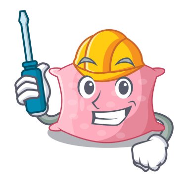 Otomotiv sevimli yastık rahat maskot vektör illüstrasyon izole