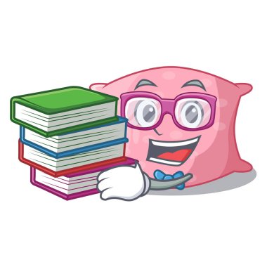 Maskot vektör illüstrasyon izole öğrenci kitap sevimli yastık rahat ile