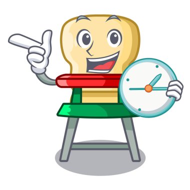 Vektör çizim besleme çocuklar için saat çizgi film bebek sandalyesi ile