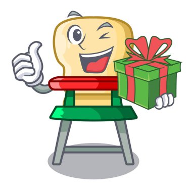 Hediye karikatür bebek sandalyesi vektör çizim oturma ile