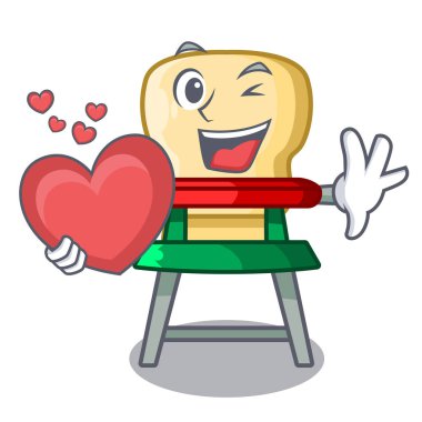 Kalp karikatür bebek sandalyesi vektör çizim oturma ile