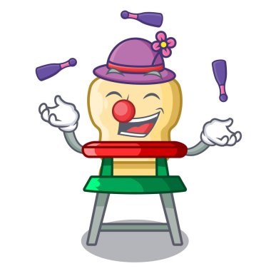 Bebek mama sandalyesi maskot vektör illüstrasyon izole hokkabazlık