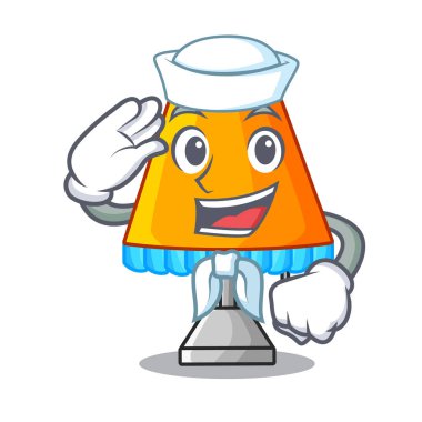 Denizci karakter masa ofis lambası kapalı vektör çizim