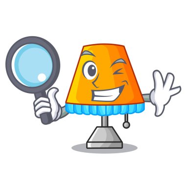 Dedektif karikatür masa lambası yanında yatak vektör çizim