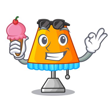 Dondurma karikatür masa lambası ile yatak vektör çizim içinde