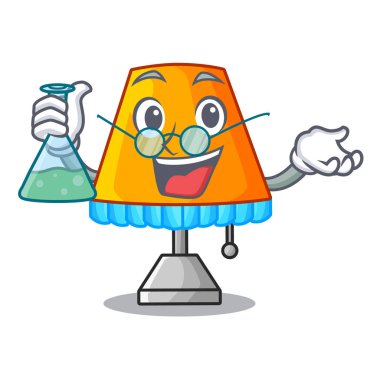 Profesör karikatür masa lambası yanında yatak vektör çizim