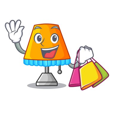 Yanında yatak vektör çizim içinde alışveriş karikatür masa lambası