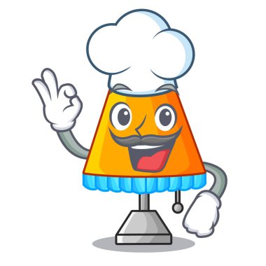 Şef karikatür masa lambası yanında yatak vektör çizim