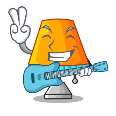 Gitar karikatür Dekoratif Masa lambası ile oturma odası vektör çizim