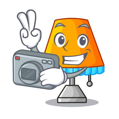 Fotoğrafçı karikatür Dekoratif Masa lambası oturma odası vektör çizim