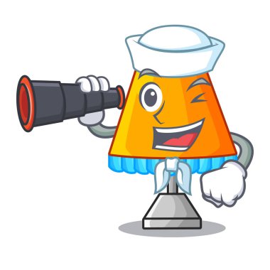 Denizci ile dürbün karikatür Dekoratif Masa lambası oturma odası vektör çizim içinde