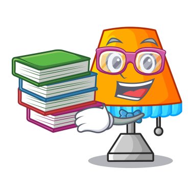 Maskot vektör illüstrasyon izole kitap modern masa lambası ile öğrenci