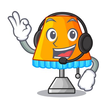 Maskot vektör illüstrasyon izole kulaklık modern masa lambası ile