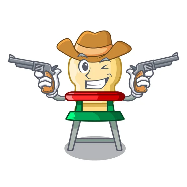 Cowboy Personnage Bébé Manger Sur Chaise Haute Intérieur Illustration Vectorielle — Image vectorielle
