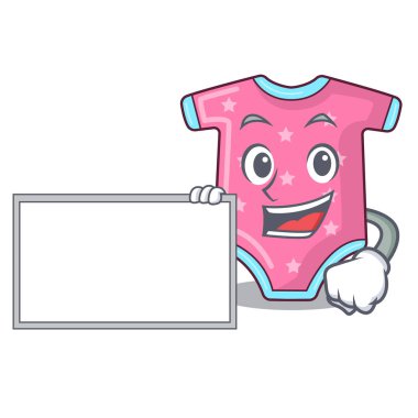 Clothesline vektör çizim üzerinde asılı kurulu karakter bebek giysileri ile