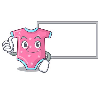 Başparmak yukarıya clothesline vektör çizim üzerinde asılı kurulu karakter bebek giysileri ile