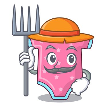 Çiftçi karakter bebek giysileri clothesline üzerinde asılı illüstrasyon vektör