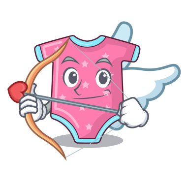 Aşk tanrısı karakter bebek giysileri clothesline üzerinde asılı illüstrasyon vektör